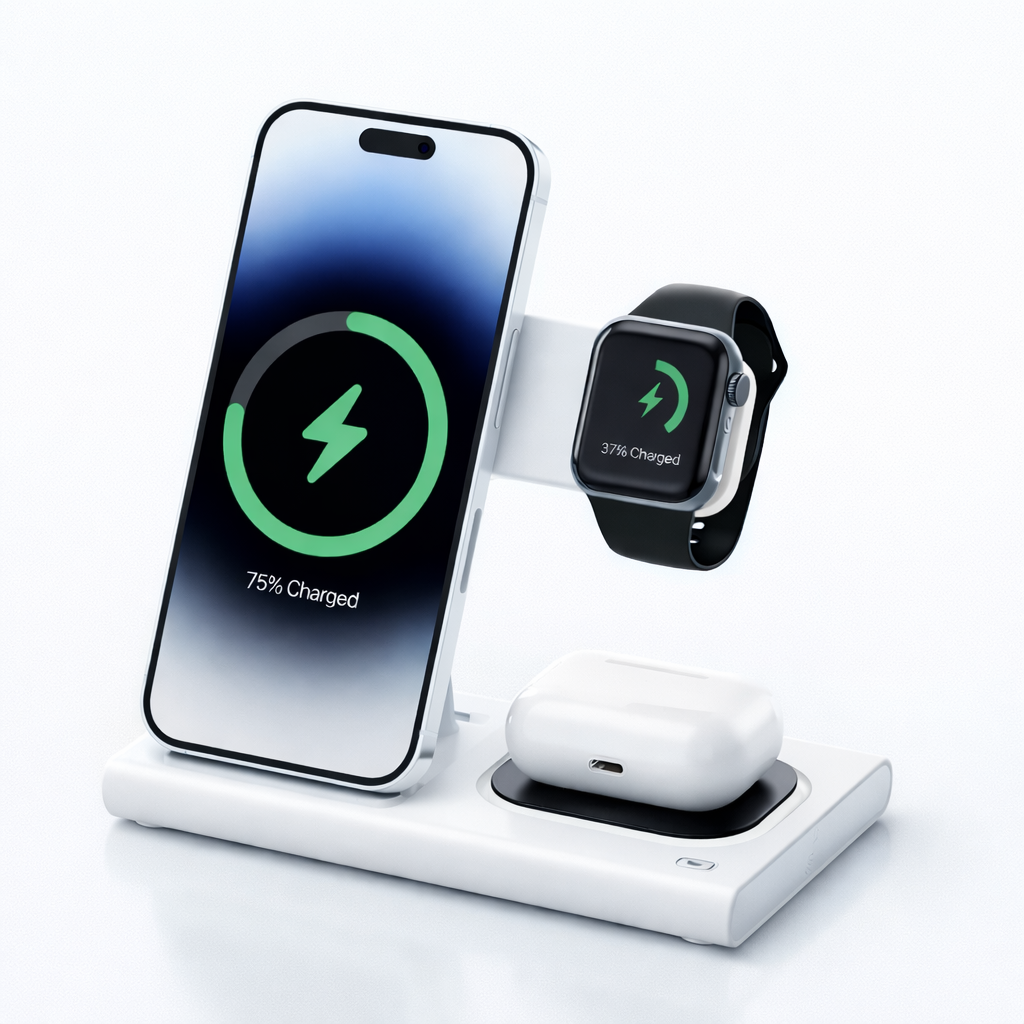 Station de Charge 3-en-1 Sans Fil pour Apple