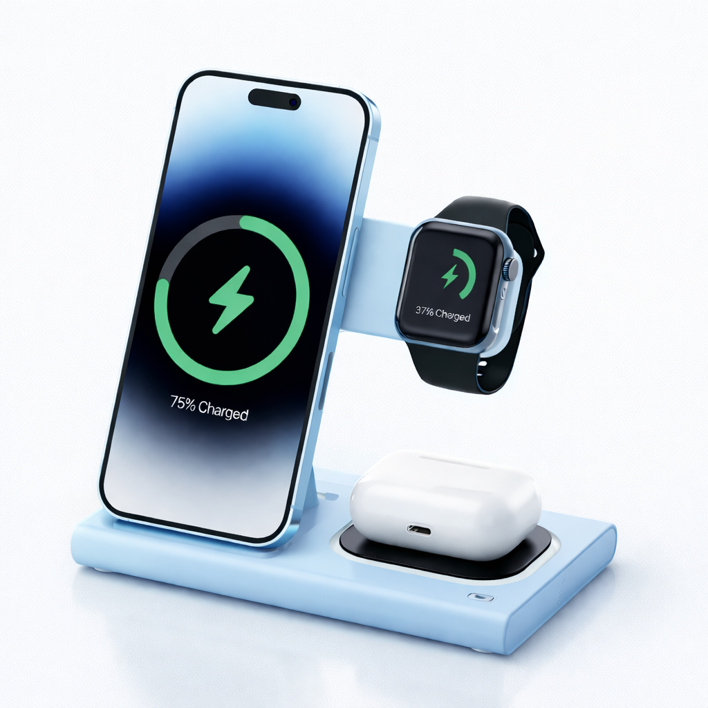 Station de Charge 3-en-1 Sans Fil pour Apple