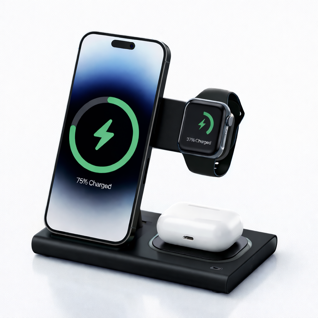 Station de Charge 3-en-1 Sans Fil pour Apple